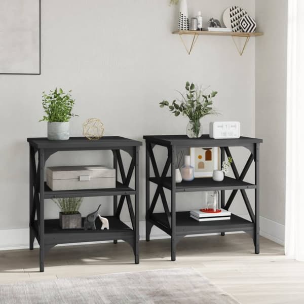 vidaXL sideborde 2 stk. 40x42x50 cm konstrueret træ sort - Sideborde