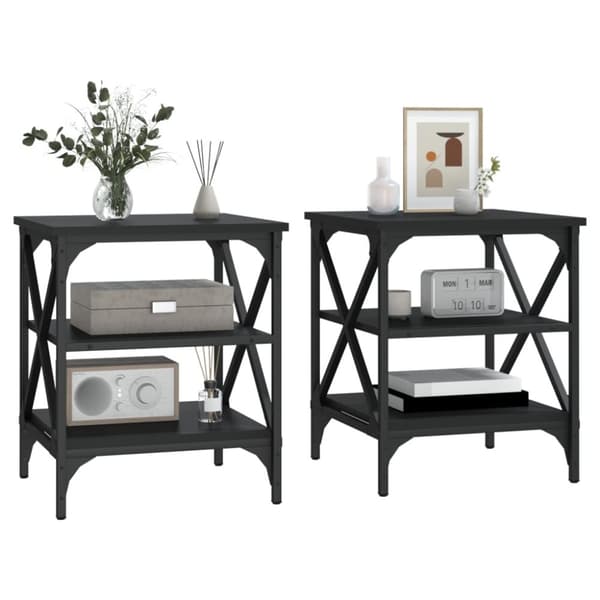 vidaXL sideborde 2 stk. 40x42x50 cm konstrueret træ sort - Sideborde