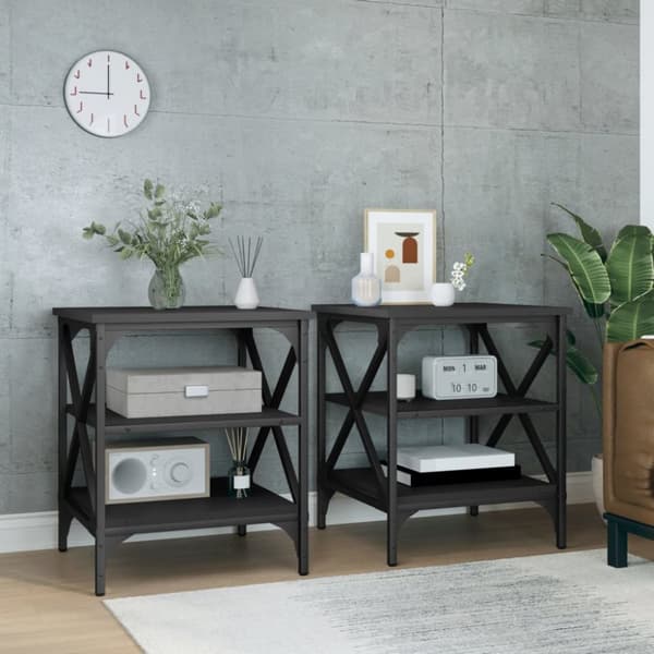 vidaXL sideborde 2 stk. 40x42x50 cm konstrueret træ sort -  Sideborde