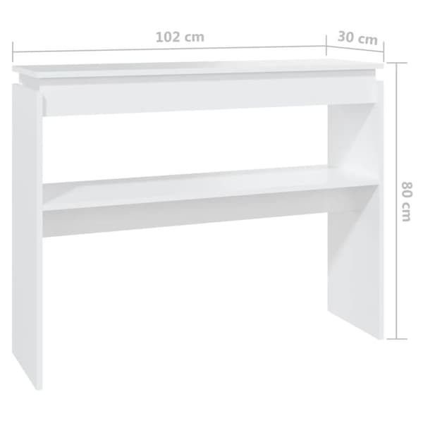 vidaXL Konsolipöytä valkoinen 102x30x80 cm tekninen puu -  Apupöydät