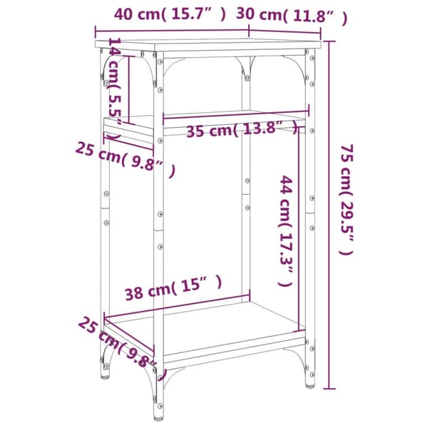 vidaXL sidebord 40x30x75 cm konstrueret træ sort -  Sideborde