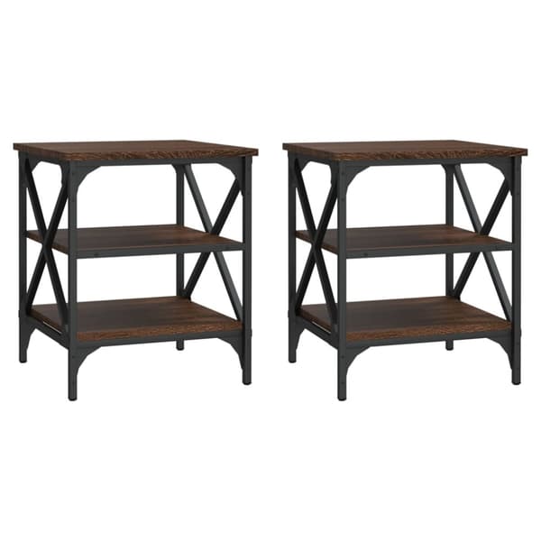 vidaXL sideborde 2 stk. 40x42x50 cm konstrueret træ brun egetræsfarve - Sideborde