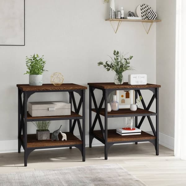vidaXL sideborde 2 stk. 40x42x50 cm konstrueret træ brun egetræsfarve -  Sideborde