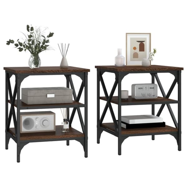 vidaXL sideborde 2 stk. 40x42x50 cm konstrueret træ brun egetræsfarve - Sideborde