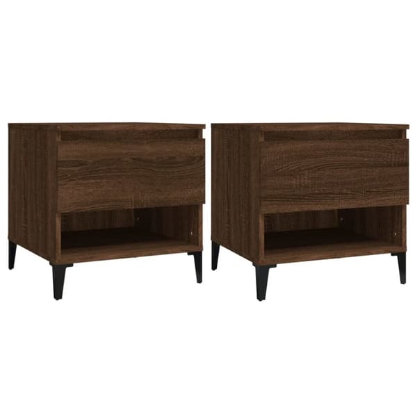 vidaXL sideborde 2 stk. 50x46x50 cm konstrueret træ brun egetræsfarve - Sideborde
