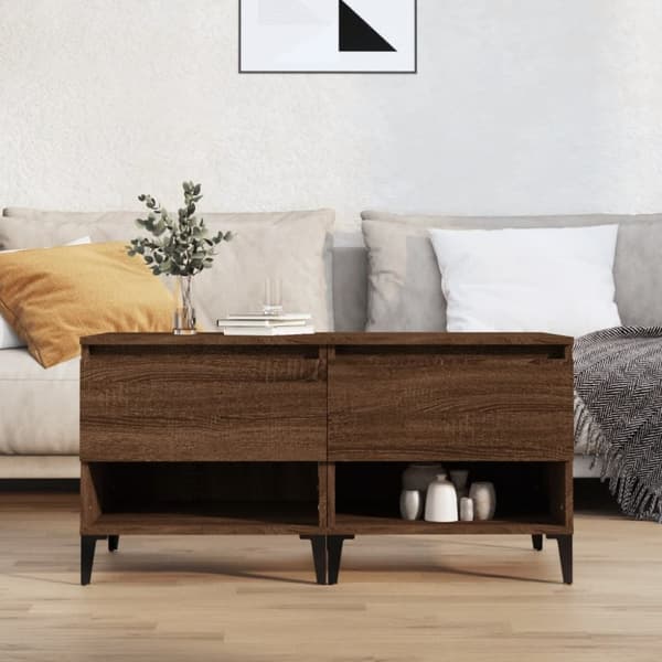 vidaXL sideborde 2 stk. 50x46x50 cm konstrueret træ brun egetræsfarve -  Sideborde