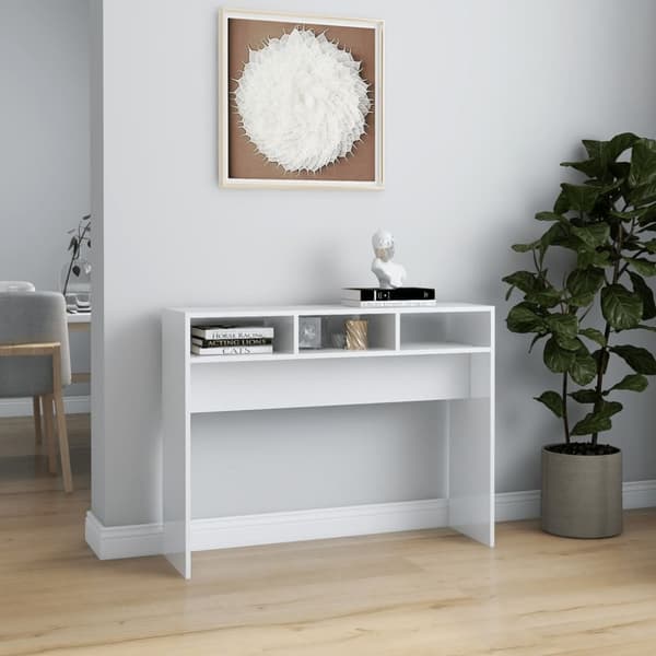 vidaXL Konsolipöytä korkeakiilto valkoinen 105x30x80 cm tekninen puu -  Apupöydät