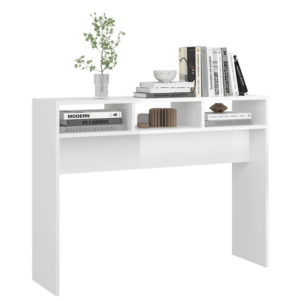 vidaXL Konsolipöytä korkeakiilto valkoinen 105x30x80 cm tekninen puu -  Apupöydät