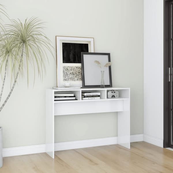 vidaXL konsolbord 105x30x80 cm spånplade hvid højglans -  Sideborde