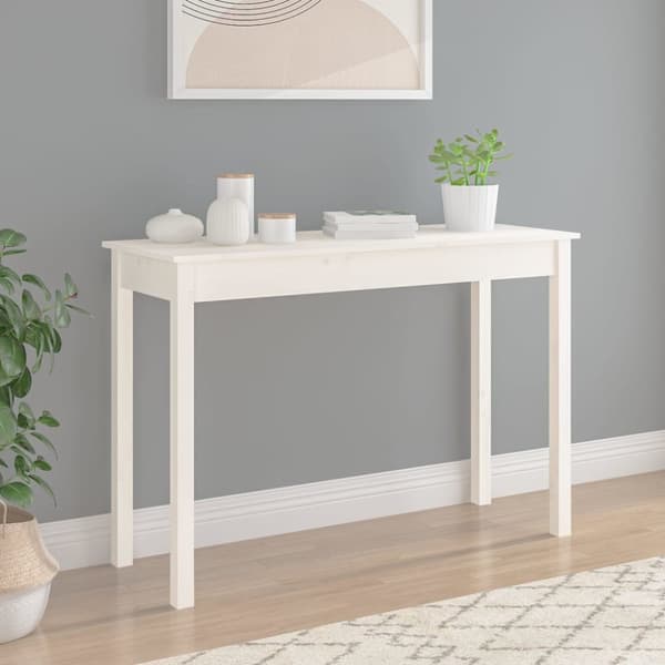 vidaXL konsolbord 110x40x75 cm massivt fyrretræ hvid -  Sideborde