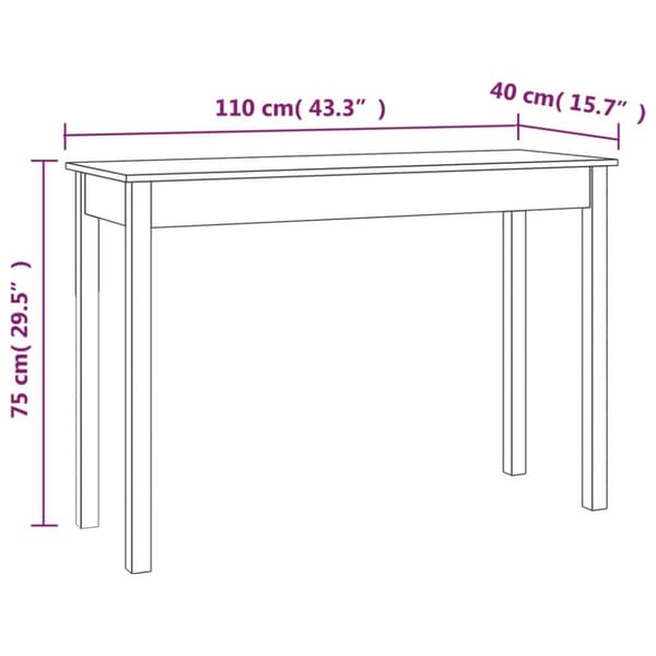 vidaXL konsolbord 110x40x75 cm massivt fyrretræ hvid -  Sideborde