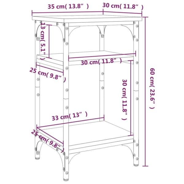vidaXL Soffbord brun ek 35x30x60 cm konstruerat trä - Avlastningsbord