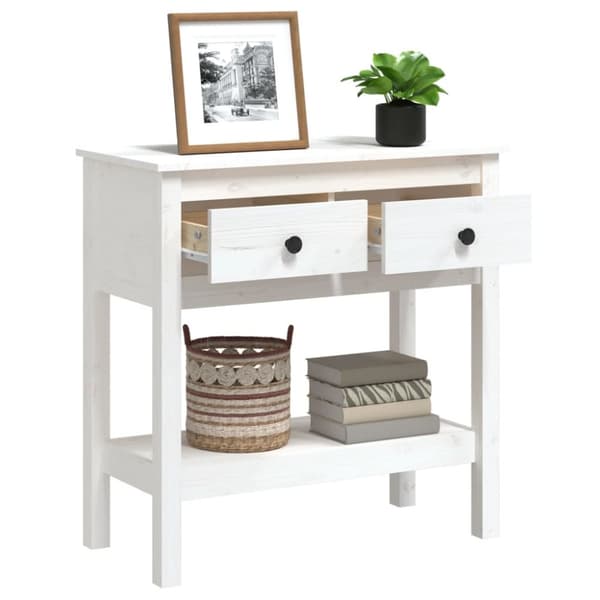 vidaXL Konsolipöytä valkoinen 75x35x75 cm täysi mänty -  Apupöydät