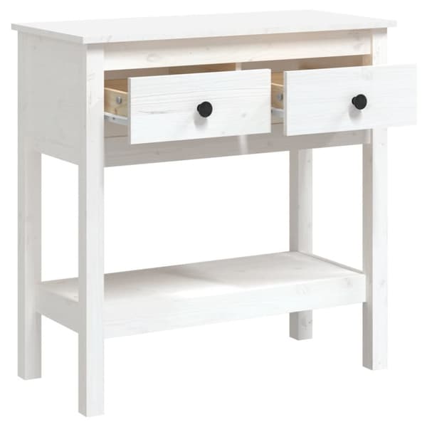 vidaXL Konsolipöytä valkoinen 75x35x75 cm täysi mänty -  Apupöydät