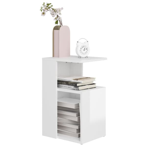 vidaXL sidebord 36x30x56 cm konstrueret træ hvid højglans -  Sideborde