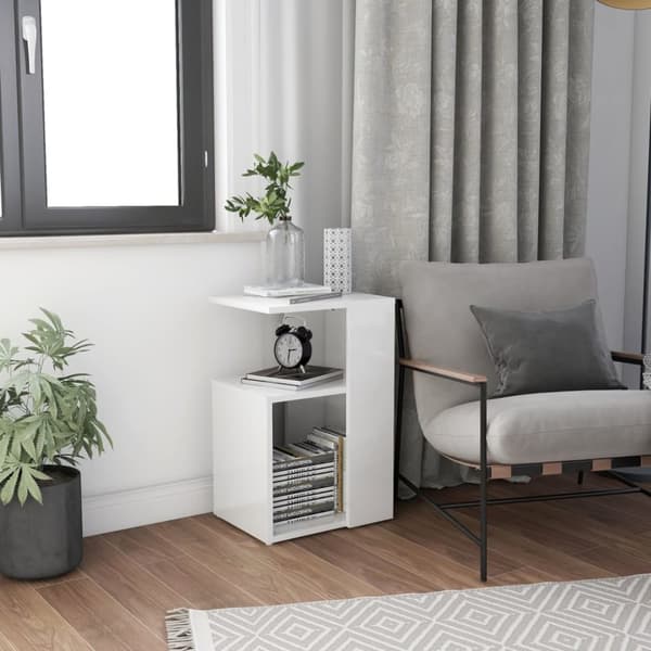 vidaXL sidebord 36x30x56 cm konstrueret træ hvid højglans -  Sideborde