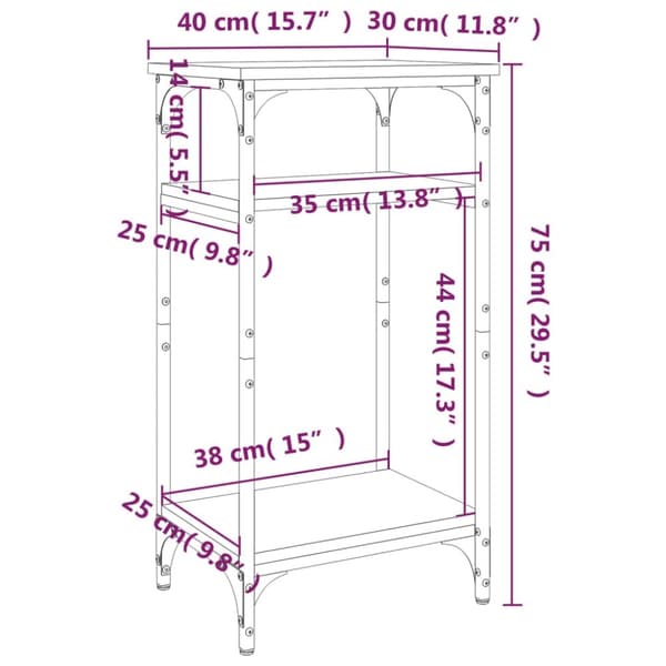vidaXL Soffbord sonoma-ek 40x30x75 cm konstruerat trä -  Avlastningsbord