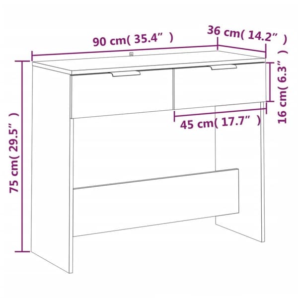 vidaXL sofabord 90x36x75 cm konstrueret træ grå sonoma-eg - Sideborde