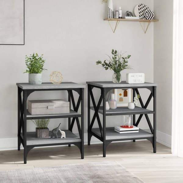 vidaXL Sivupöydät 2 kpl harmaa Sonoma 40x42x50 cm tekninen puu -  Apupöydät