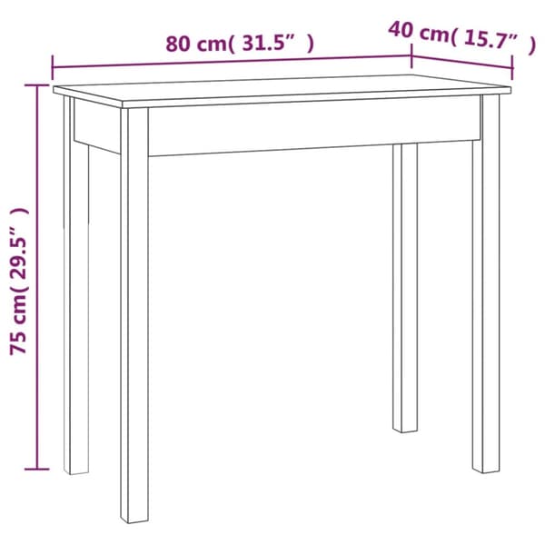 vidaXL konsolbord 80x40x75 cm massivt fyrretræ -  Sideborde