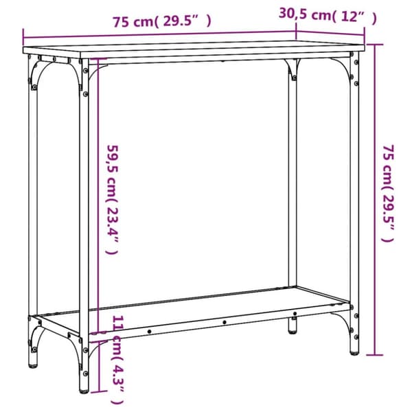 vidaXL Konsolipöytä ruskea tammi 75x30,5x75 cm tekninen puu -  Apupöydät