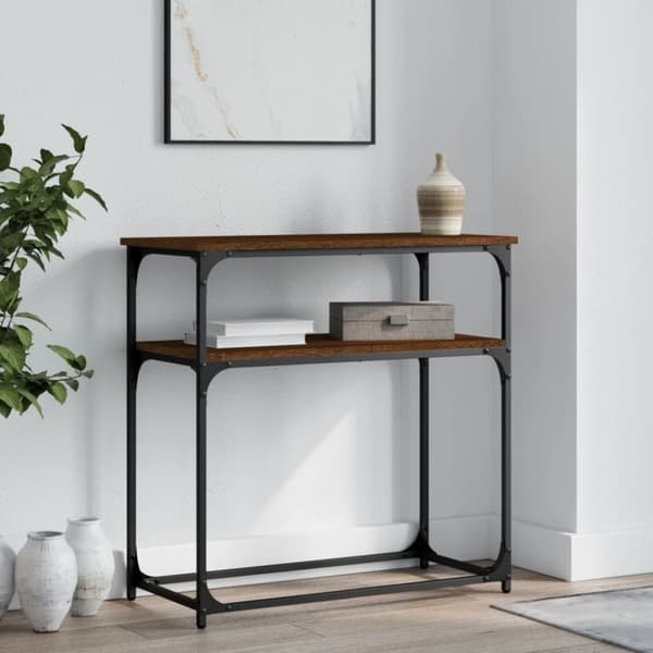 vidaXL konsolbord 75x35,5x75 cm konstrueret træ brun egetræsfarve -  Sideborde