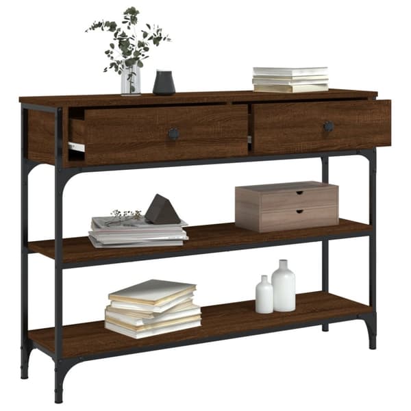 vidaXL Konsolipöytä ruskea tammi 100x25x75 cm tekninen puu -  Apupöydät