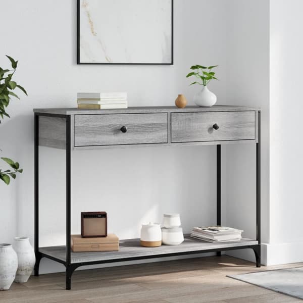 vidaXL konsolbord 100x34,5x75 cm konstrueret træ grå sonoma-eg -  Sideborde