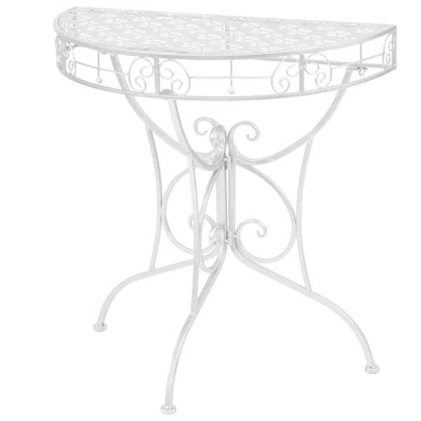 vidaXL sidebord i vintagestil halvrund metal 72x36x74 cm sølvfarvet -  Sideborde