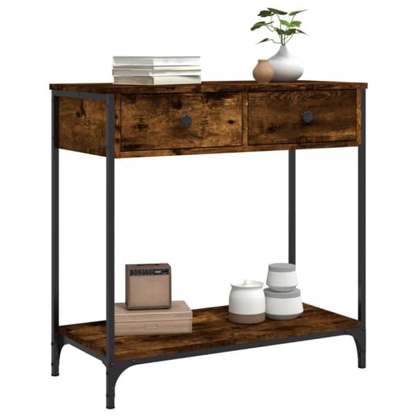 vidaXL konsolbord 75x34,5x75 cm konstrueret træ røget egetræsfarve -  Sideborde