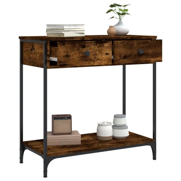 vidaXL konsolbord 75x34,5x75 cm konstrueret træ røget egetræsfarve -  Sideborde