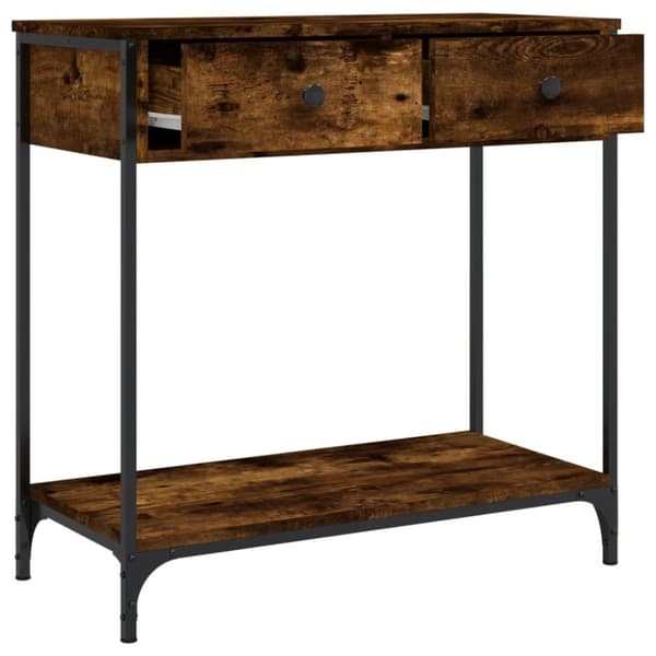 vidaXL konsolbord 75x34,5x75 cm konstrueret træ røget egetræsfarve -  Sideborde