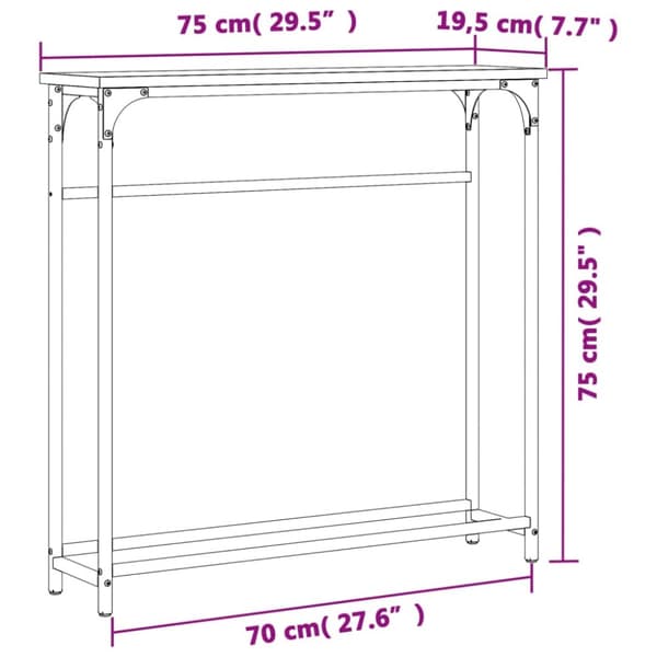 vidaXL Konsolipöytä savutammi 75x19,5x75 cm tekninen puu - Apupöydät