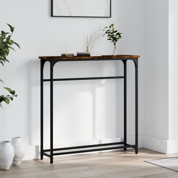 vidaXL Konsolipöytä savutammi 75x19,5x75 cm tekninen puu -  Apupöydät