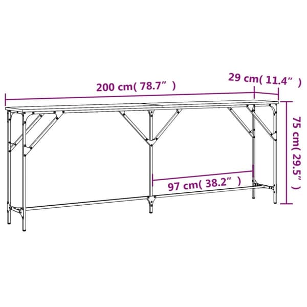 vidaXL Konsolipöytä musta 200x29x75 cm tekninen puu -  Apupöydät