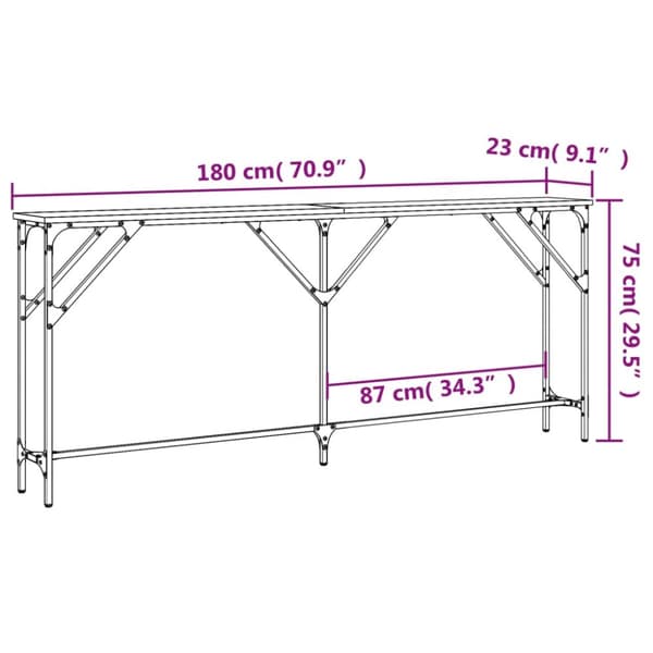 vidaXL konsolbord 180x23x75 cm konstrueret træ sonoma-eg -  Sideborde