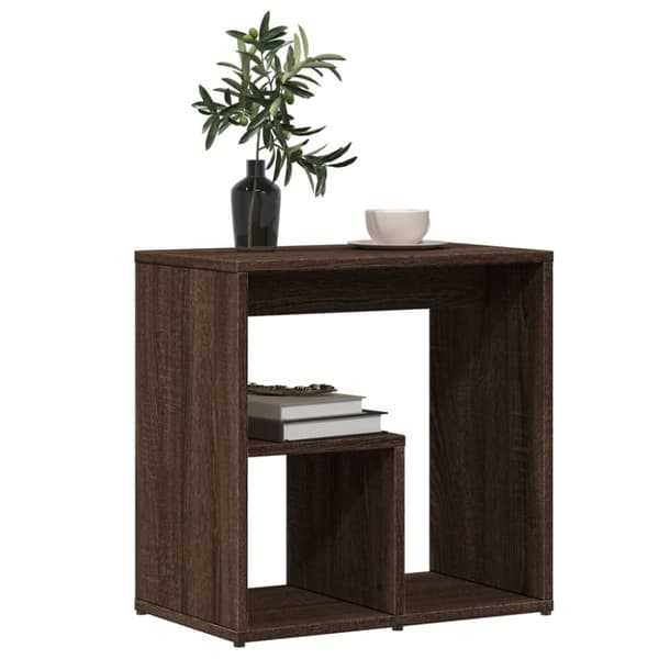 vidaXL sidebord 50x30x50 cm konstrueret træ brun egetræ