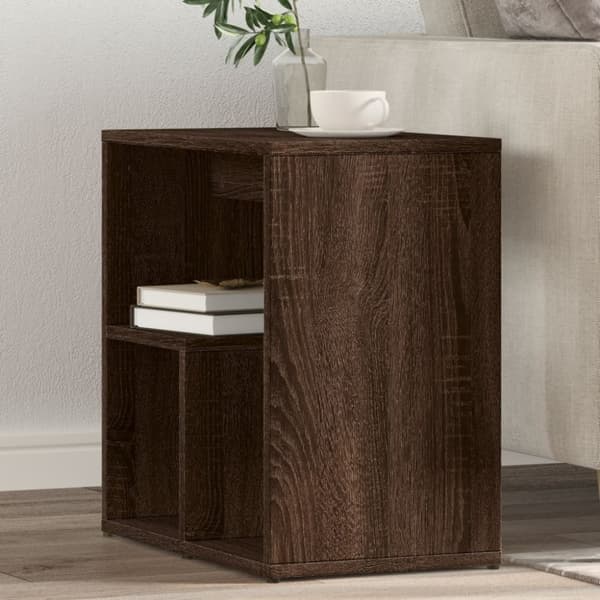 vidaXL sidebord 50x30x50 cm konstrueret træ brun egetræ