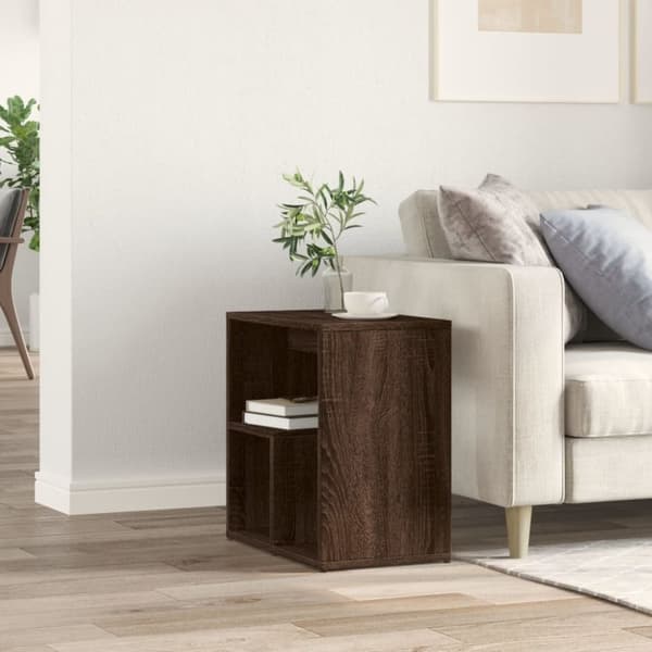 vidaXL sidebord 50x30x50 cm konstrueret træ brun egetræ
