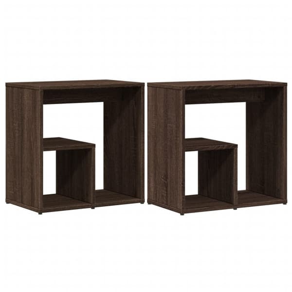 vidaXL Sidebord 2 stk brun 50x30x50 cm konstruert tre