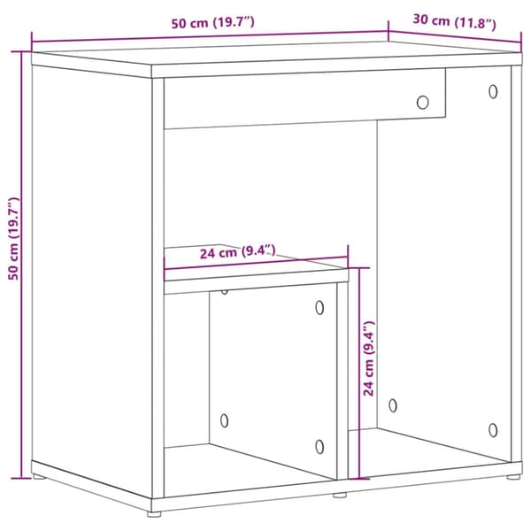 vidaXL sidebord 50x30x50 cm konstrueret træ sort