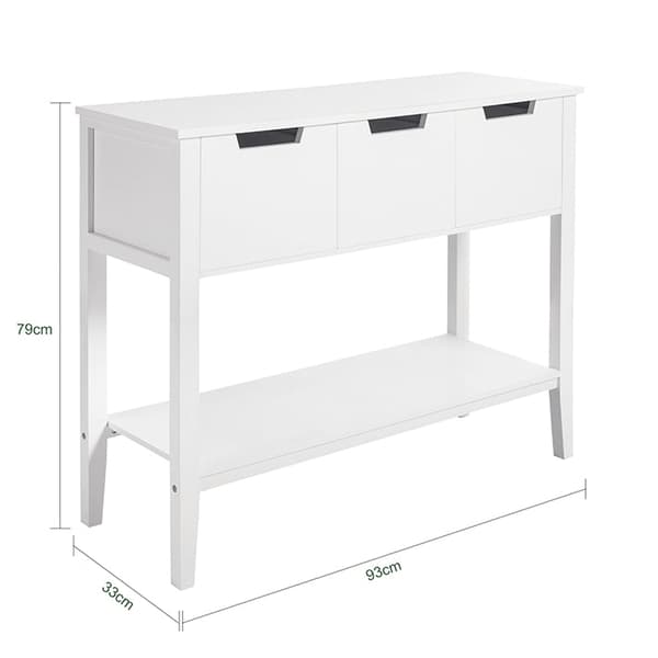 Rootz Modern konsolipöytä FSB51-W - Senkki - Eteisen pöytä - Kestävä MDF-rakenne - Tilava säilytystila - Naarmuuntumaton - 93cm x 79cm x 33cm