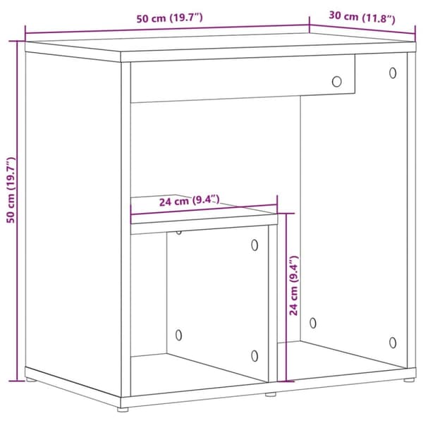 vidaXL Sivupöydät 2 kpl valkoinen 50x30x50 cm tekninen puu