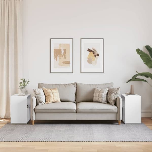 vidaXL Sivupöydät 2 kpl valkoinen 50x30x50 cm tekninen puu