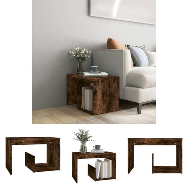 The Living Store sidebord 59x36x38 cm konstrueret træ røget egetræsfarve - Sideborde