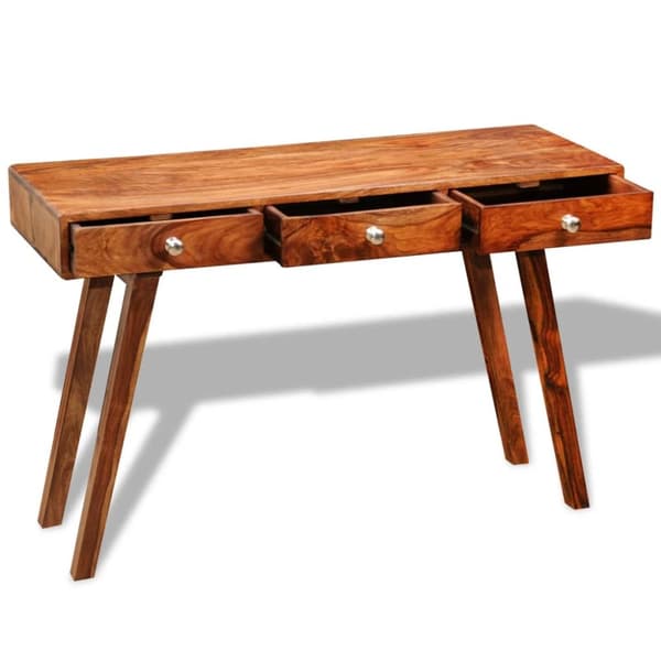 The Living Store Avlastningsbord med 3 lådor 76 cm massivt sheshamträ -  Avlastningsbord