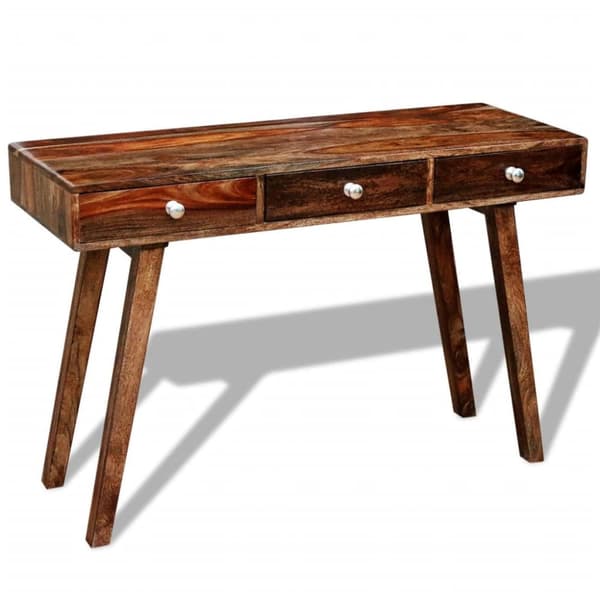 The Living Store Avlastningsbord med 3 lådor 76 cm massivt sheshamträ -  Avlastningsbord