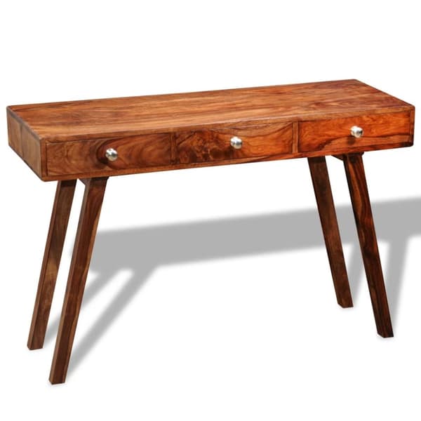 The Living Store Avlastningsbord med 3 lådor 76 cm massivt sheshamträ -  Avlastningsbord