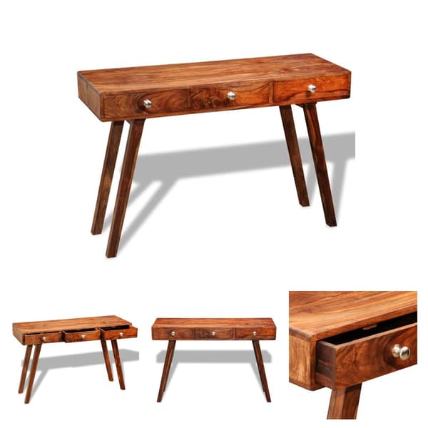 The Living Store konsolbord med 3 skuffer 76 cm massivt sheeshamtræ -  Sideborde