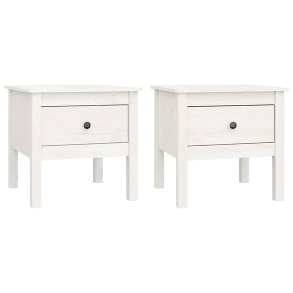 The Living Store sideborde 2 stk. 50x50x49 cm massivt fyrretræ hvid - Sideborde